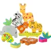 Flat River Group Orange Tree Toys Stacking Jungle Animals Set - Colorful Wooden Toys for Toddlers* Blocks, Sorting & Stacking Toys