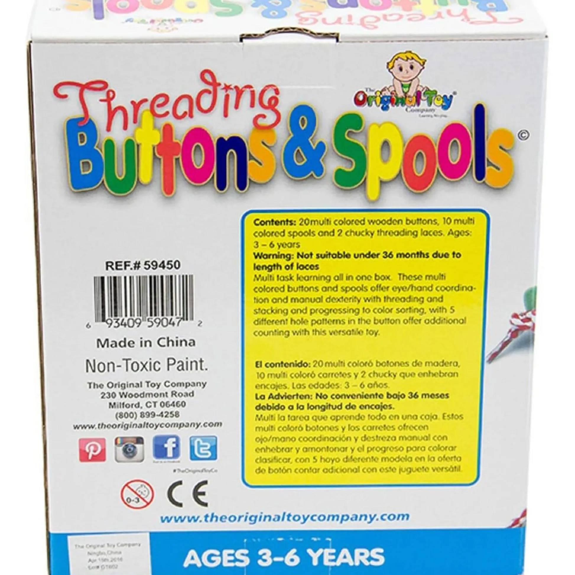 Educators Resource Original Toy Company Colorful Threading Buttons & Spools Set - Creative Play* Crafts & Activities