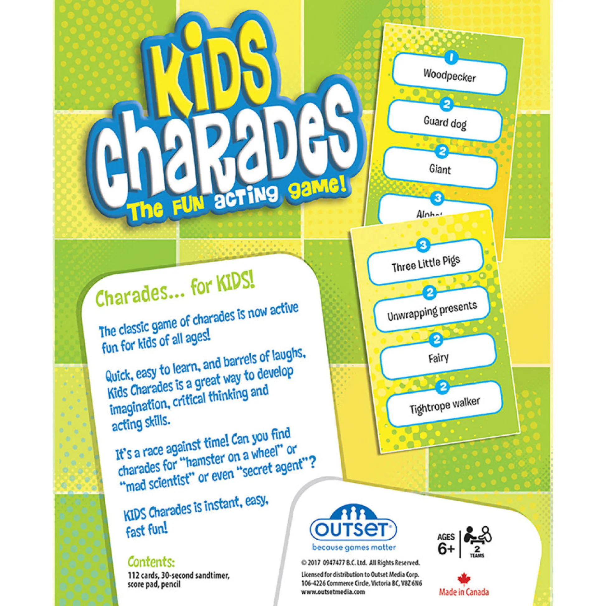 Flat River Group Outset Media Kids Charades Game - New Box Size, 300 Fun Options for Ages 6+* Family & Entertainments Games|Social & Emotional Skills