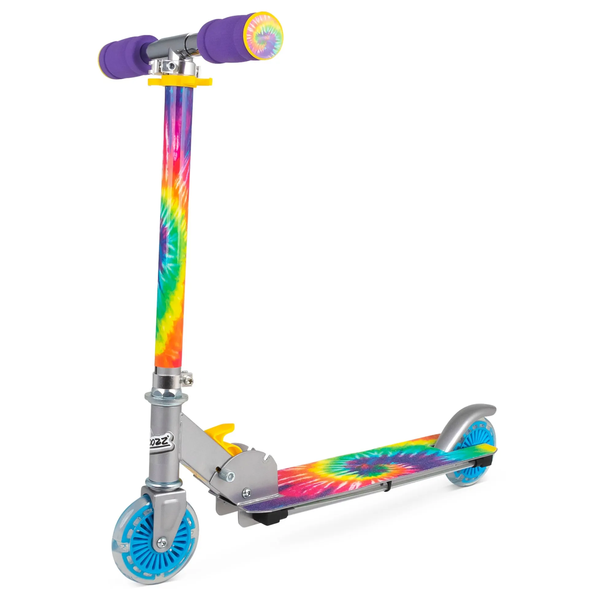 Flat River Group Ozbozz Flashing Scooter - Tie Dye with Light-Up Wheels and Foldable Design* Ride-Ons