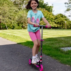 Flat River Group Ozbozz Nebulus Vibrant Kids' Scooter - Pink & Black, Adjustable, Safety-Enhanced* Ride-Ons