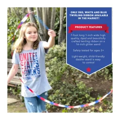 AreYouGame Patriotic USA Dazzler Twirling Ribbon with Glitter Wand* Crafts & Activities