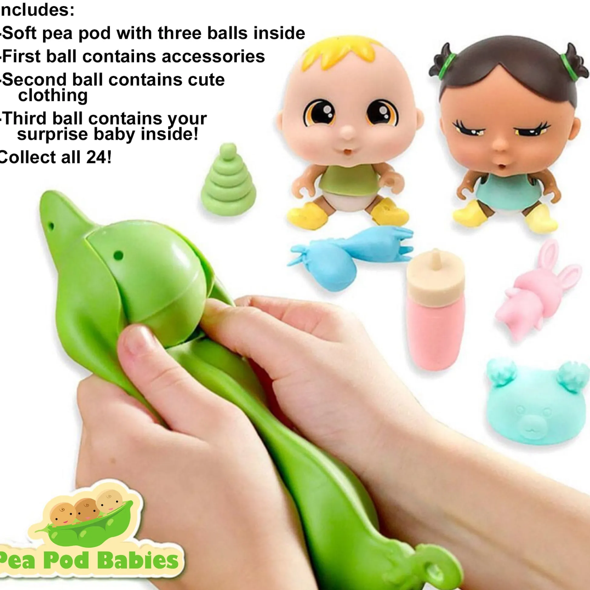 Flat River Group Pea Pod Babies Mystery Surprise 2pk Blind Pack (Colors/Styles May Vary)* Miniature & Collectible Dolls|Stuffed Animals & Plush Toys