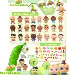 Flat River Group Pea Pod Babies Mystery Surprise 4pk - Mini Dolls & Accessories* Miniature & Collectible Dolls|Stuffed Animals & Plush Toys