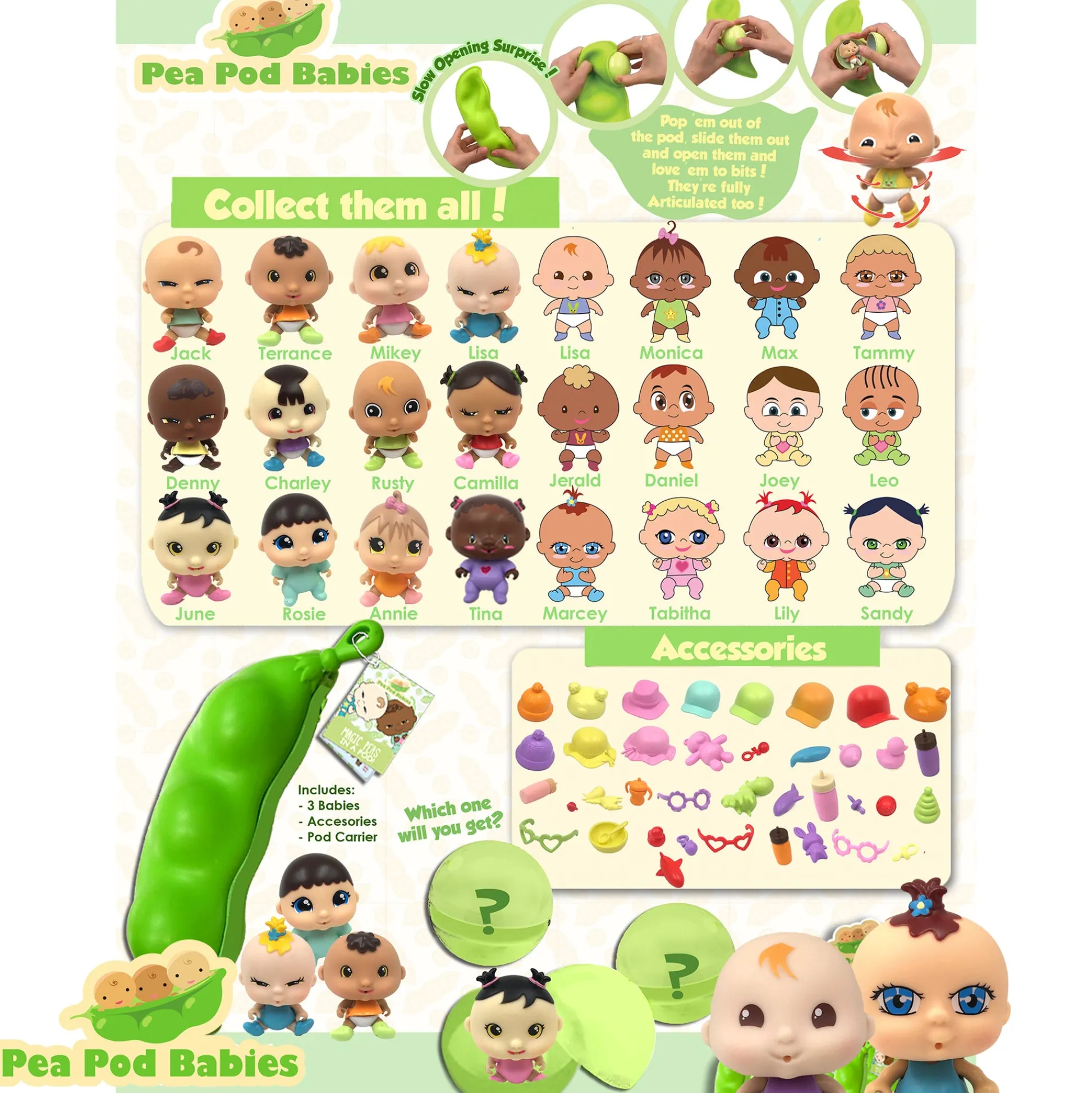 Flat River Group Pea Pod Babies Mystery Surprise 4pk - Mini Dolls & Accessories* Miniature & Collectible Dolls|Stuffed Animals & Plush Toys