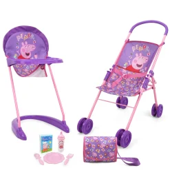 Flat River Group Peppa Pig Stroll N' Feed Playset - Floral Pink & Purple* Preschool Pals|Stuffed Animals & Plush Toys