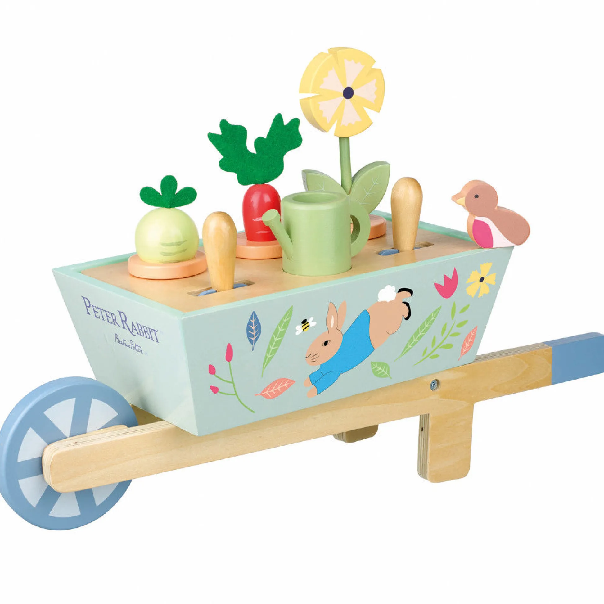 Flat River Group Peter Rabbit Wooden Garden Wheelbarrow Playset - Ages 3+* Outdoor Pretend Play|Dress Up