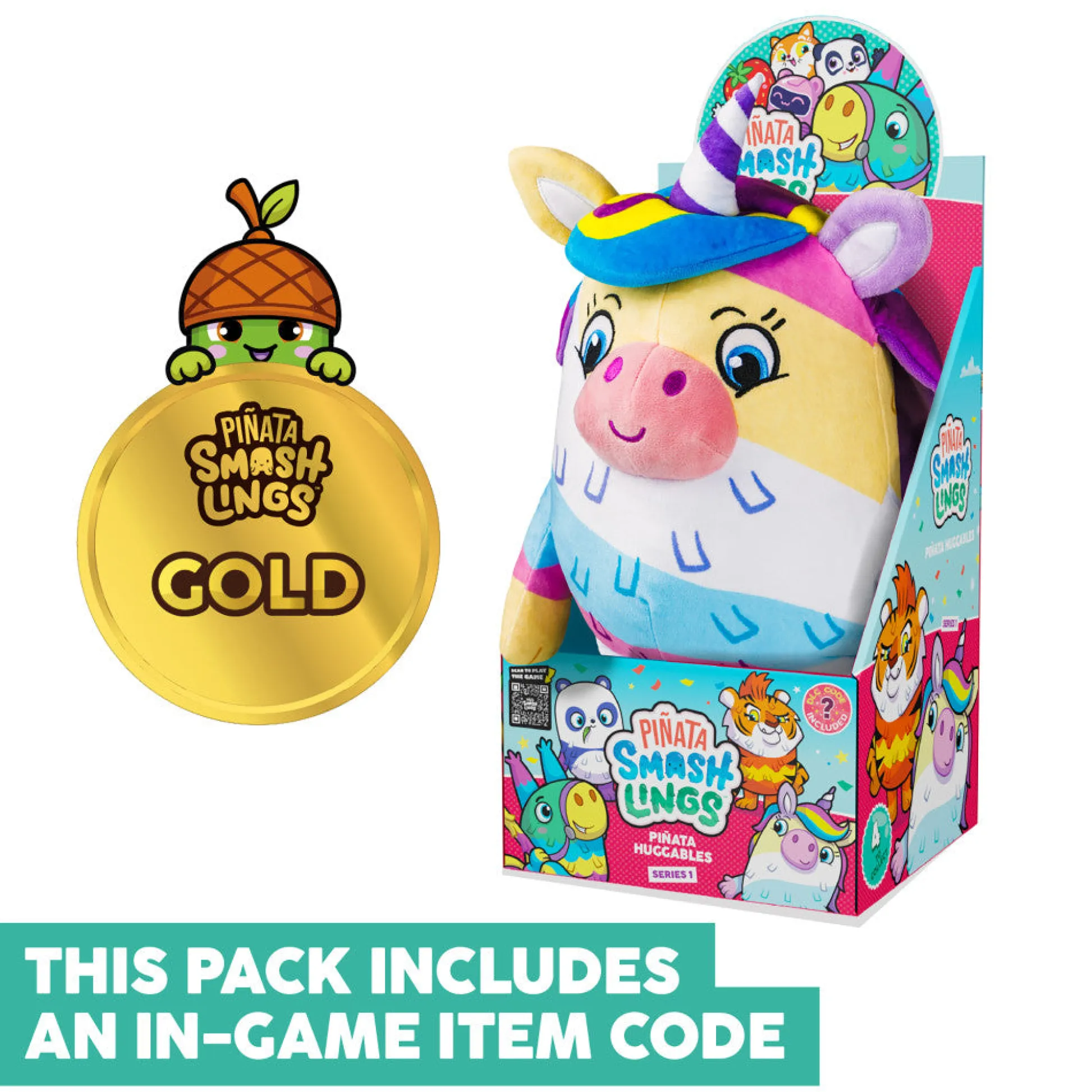 Flat River Group Piñata Smashlings 12 inch Luna the Unicorn Plush Toy with Digital Game Code* Stuffed Animals|Stuffed Animals & Plush Toys