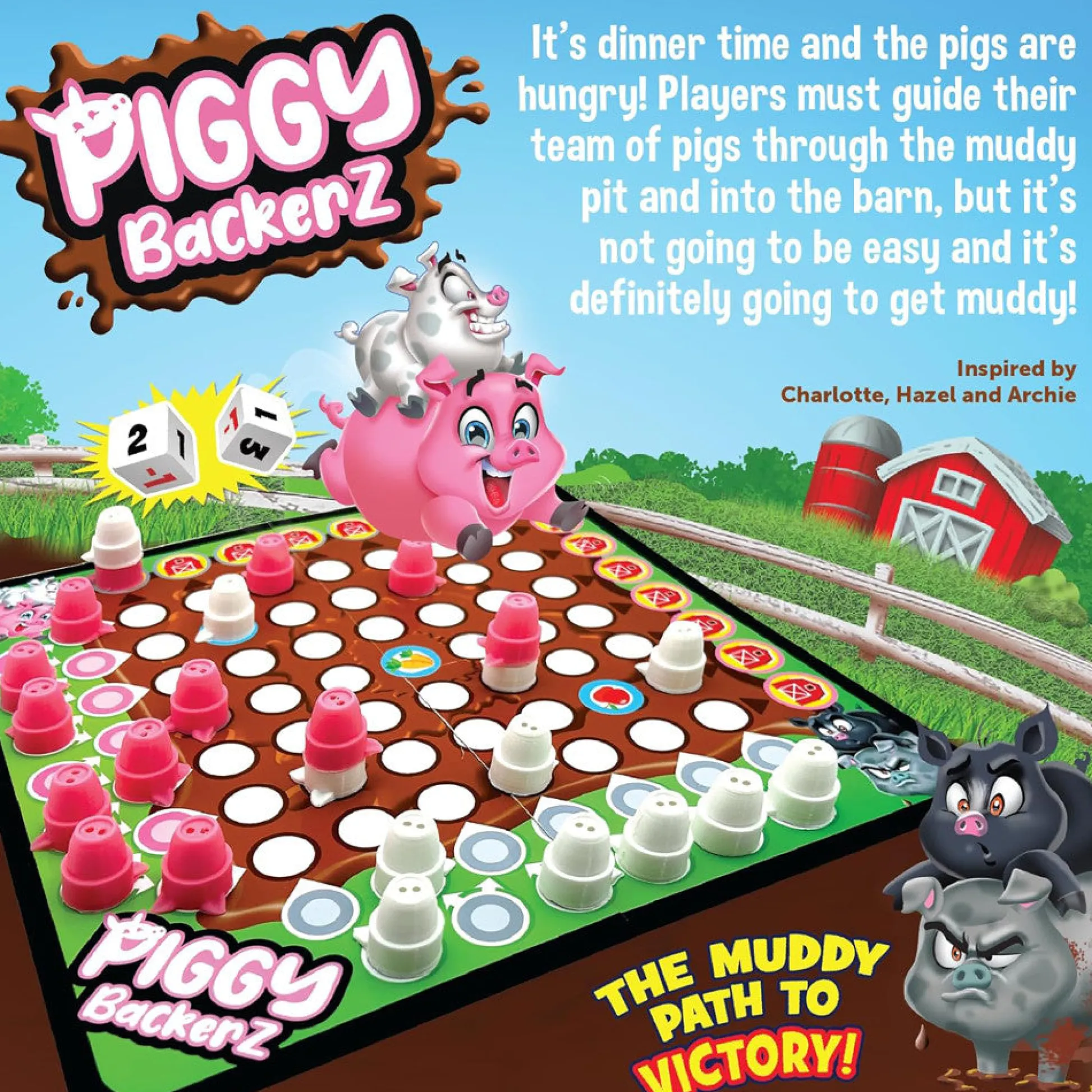 Flat River Group Piggy Backerz Barnyard Dash Board Game, Ages 6+ for 2 Players* Role-Playing Games|Board Games