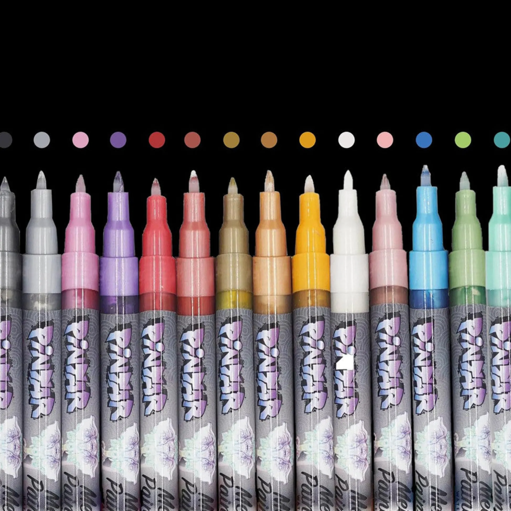 Flat River Group Pintar Metallic Acrylic Paint Markers - Extra Fine Tip 0.7mm, 14-Pack* Drawing, Color & Painting