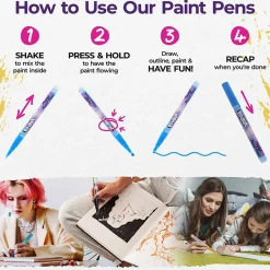 Flat River Group Pintar Pastel Collection Acrylic Paint Markers - Extra Fine Tip 0.7mm, 16 Pack* Drawing, Color & Painting