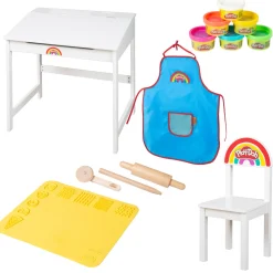 Flat River Group Play-Doh School Desk & Chair - Wooden Creative Station Playset* Clay, Dough & Sand Art