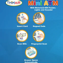 Flat River Group Playful Minds Mini ATM - Interactive Piggy Bank with Sounds and Lights for Kids Age 3+* Preschool Education Toys & Activities