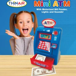 Flat River Group Playful Minds Mini ATM - Interactive Piggy Bank with Sounds and Lights for Kids Age 3+* Preschool Education Toys & Activities