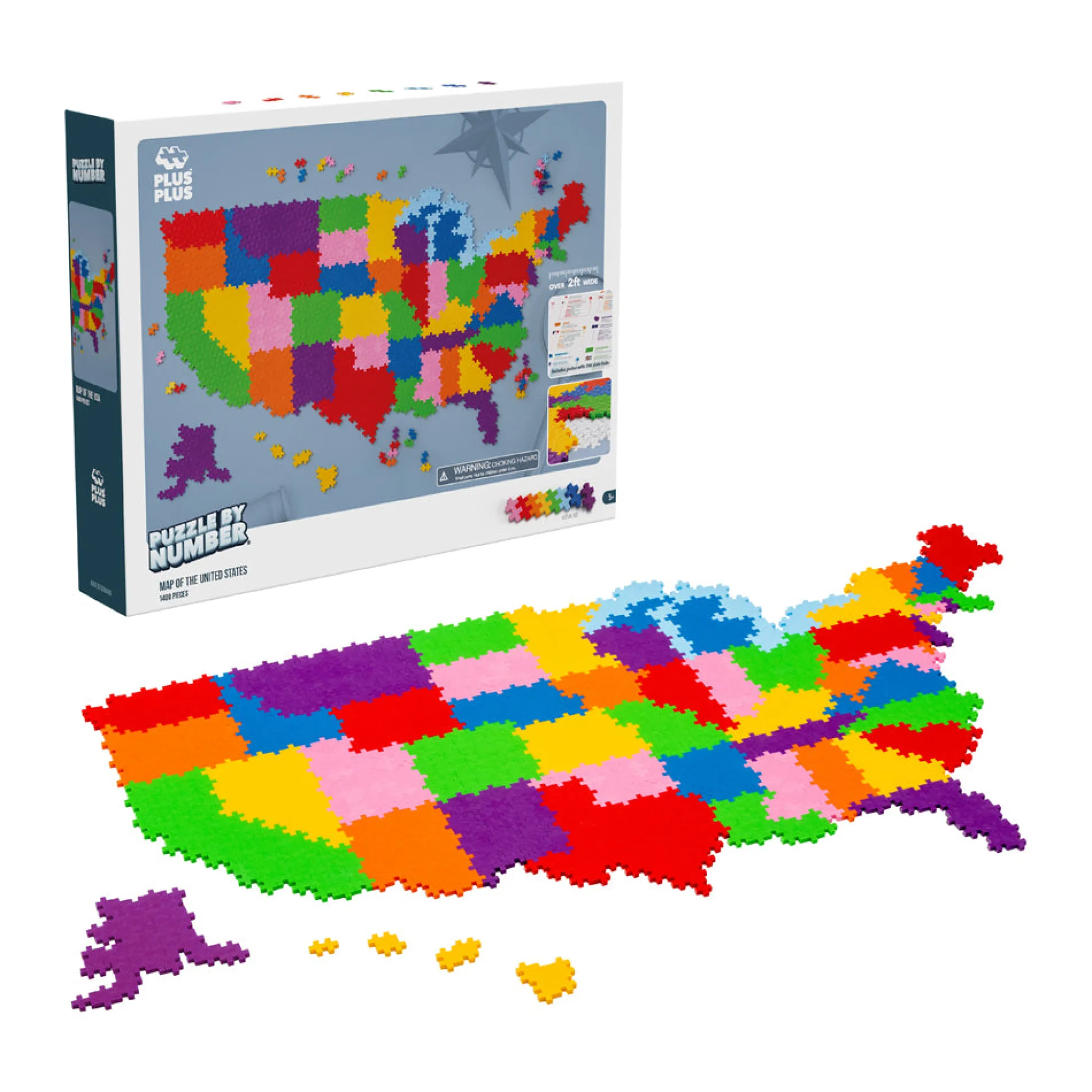 AreYouGame Plus-Plus USA Map Puzzle by Number - 1400 pc* Puzzles