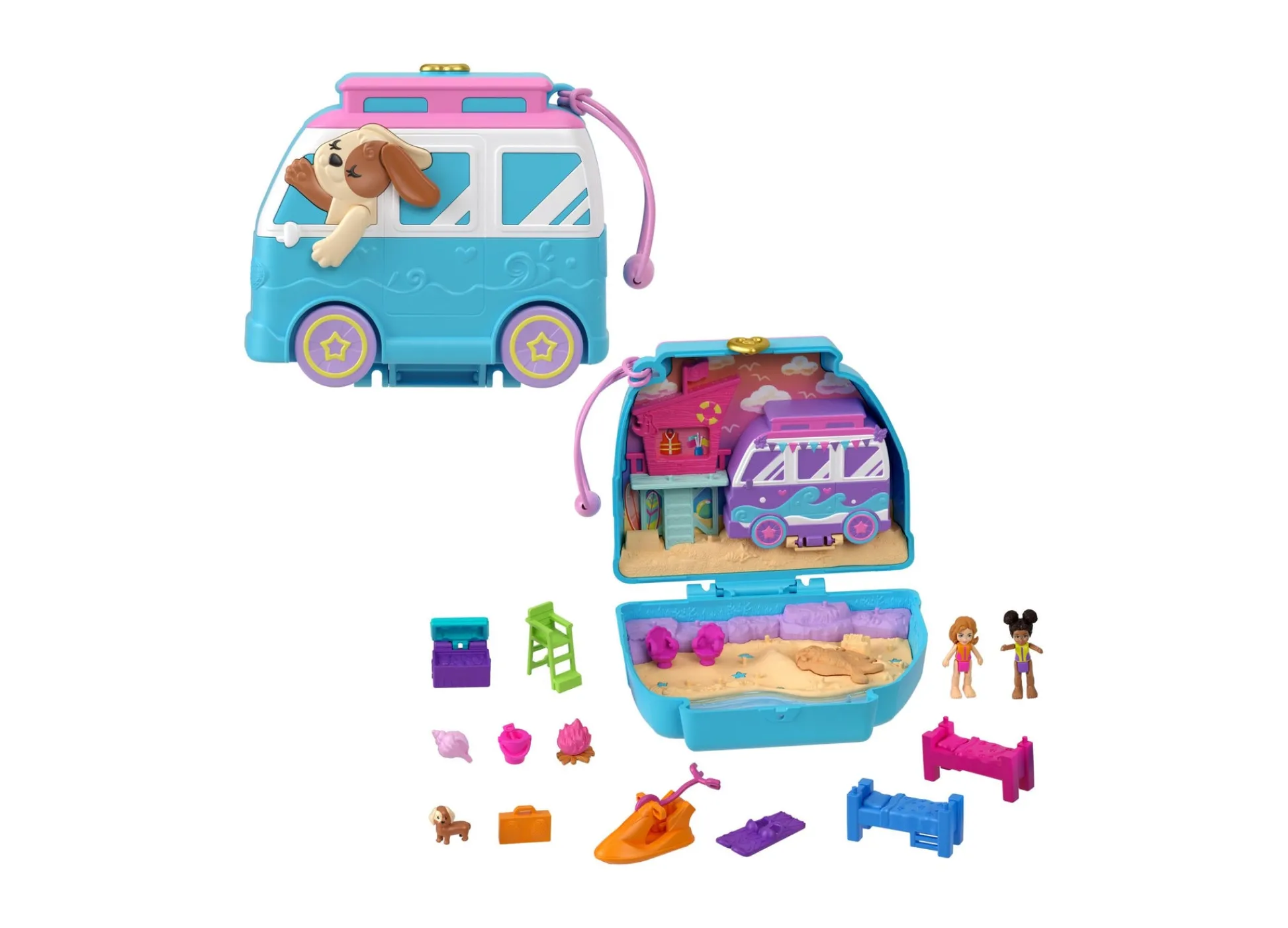 Macy's - Supplier Polly Pocket Seaside Puppy Ride Playset with Micro Dolls and Accessories* Stuffed Animals & Plush Toys