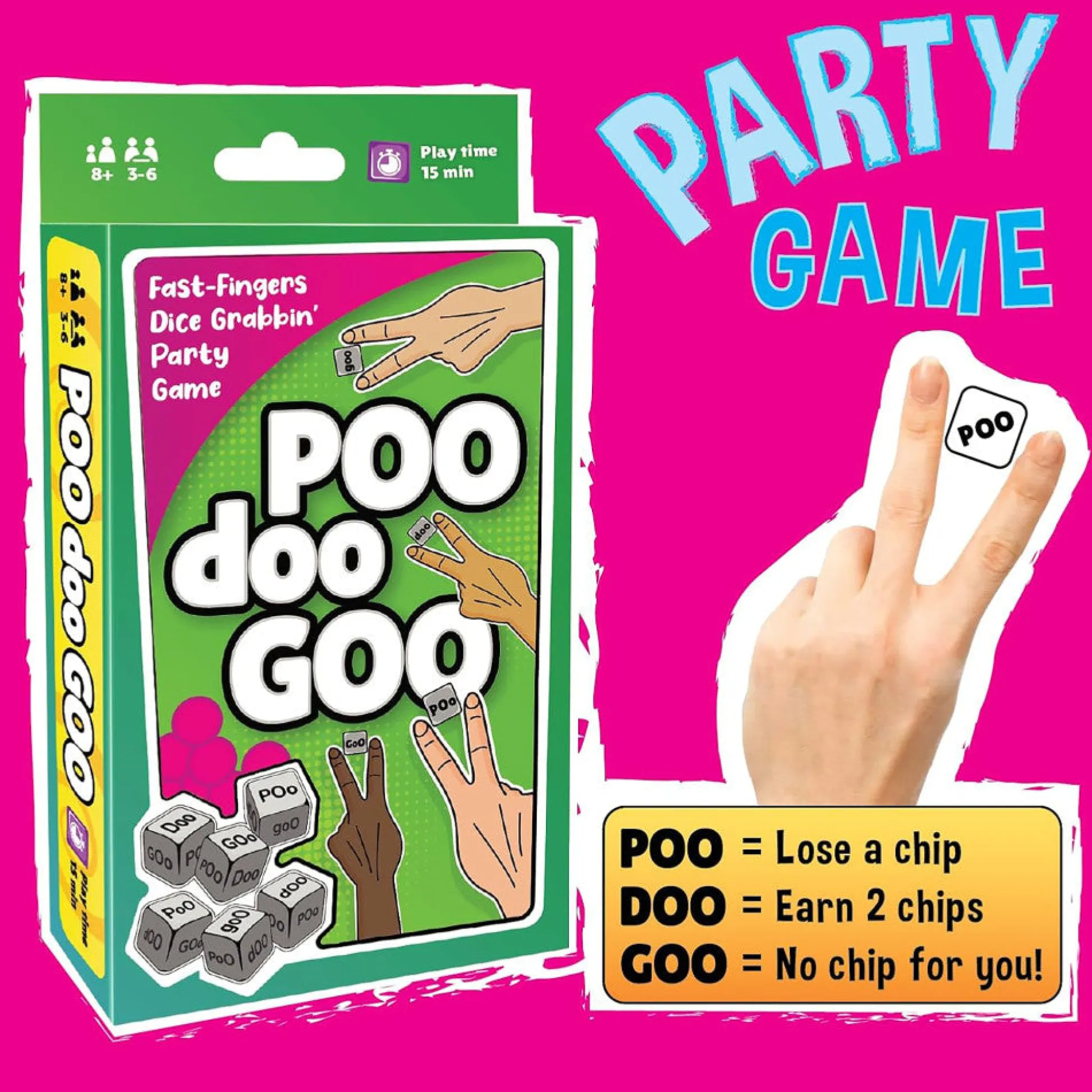 Flat River Group Poo Doo Goo Fast-Fingers Dice Party Game for Ages 8+* Family & Entertainments Games