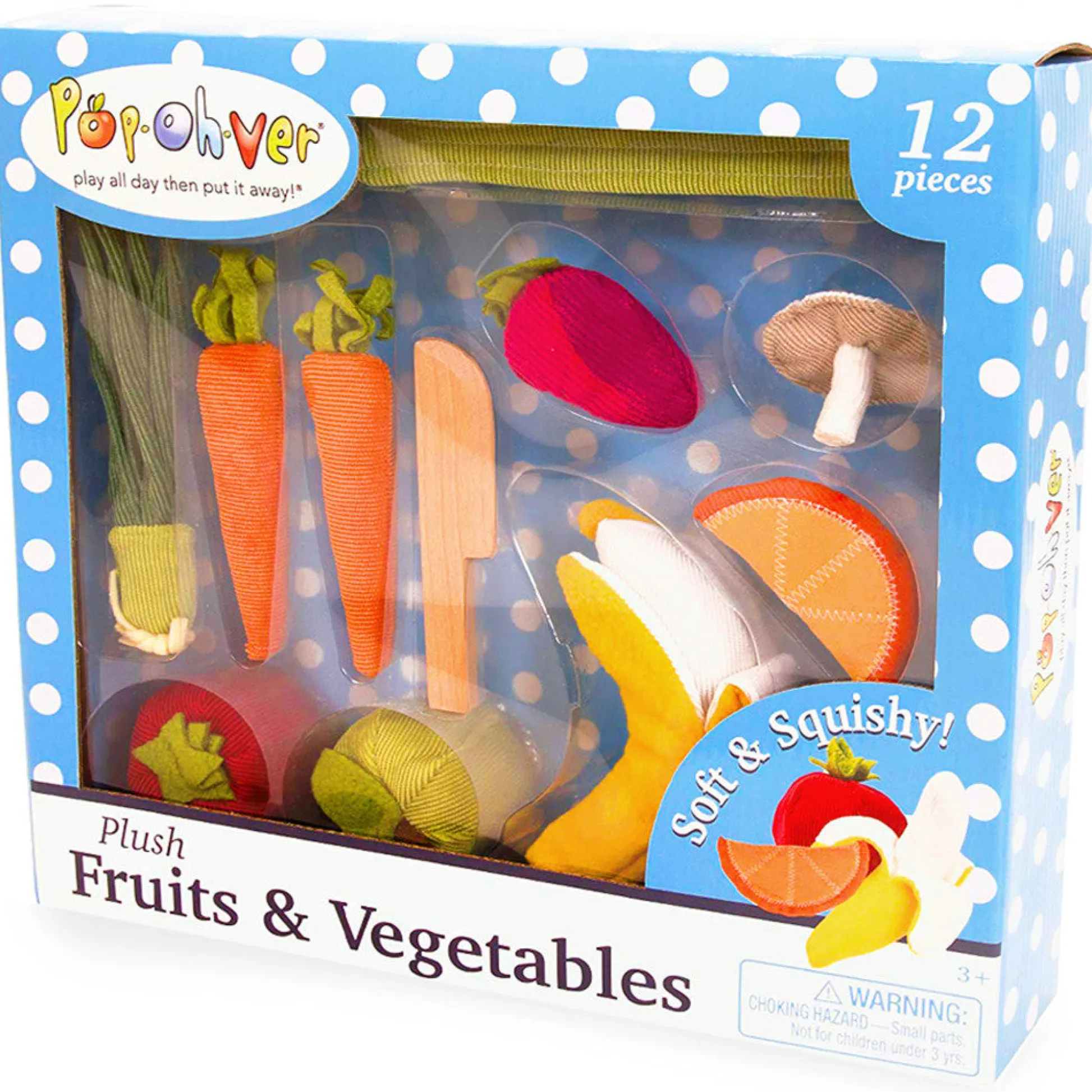 Flat River Group PopOhVer Deluxe Plush Fruits & Vegetables Pretend Play Set* Kitchens & Play Food|Dress Up