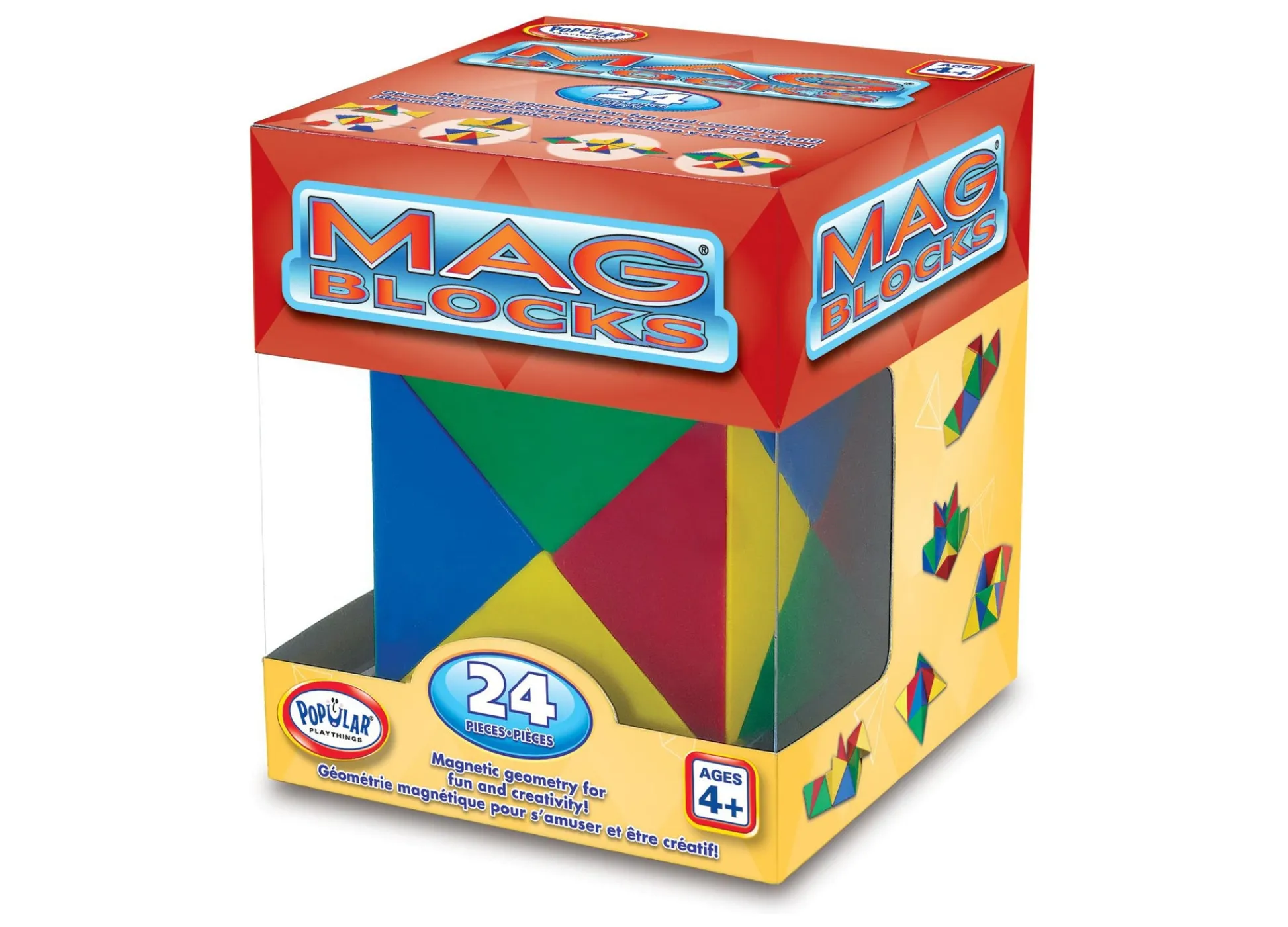 AreYouGame Popular Playthings Mag Blocks 24-Piece Magnetic Building Set* Magnetic Tiles & Building Sets
