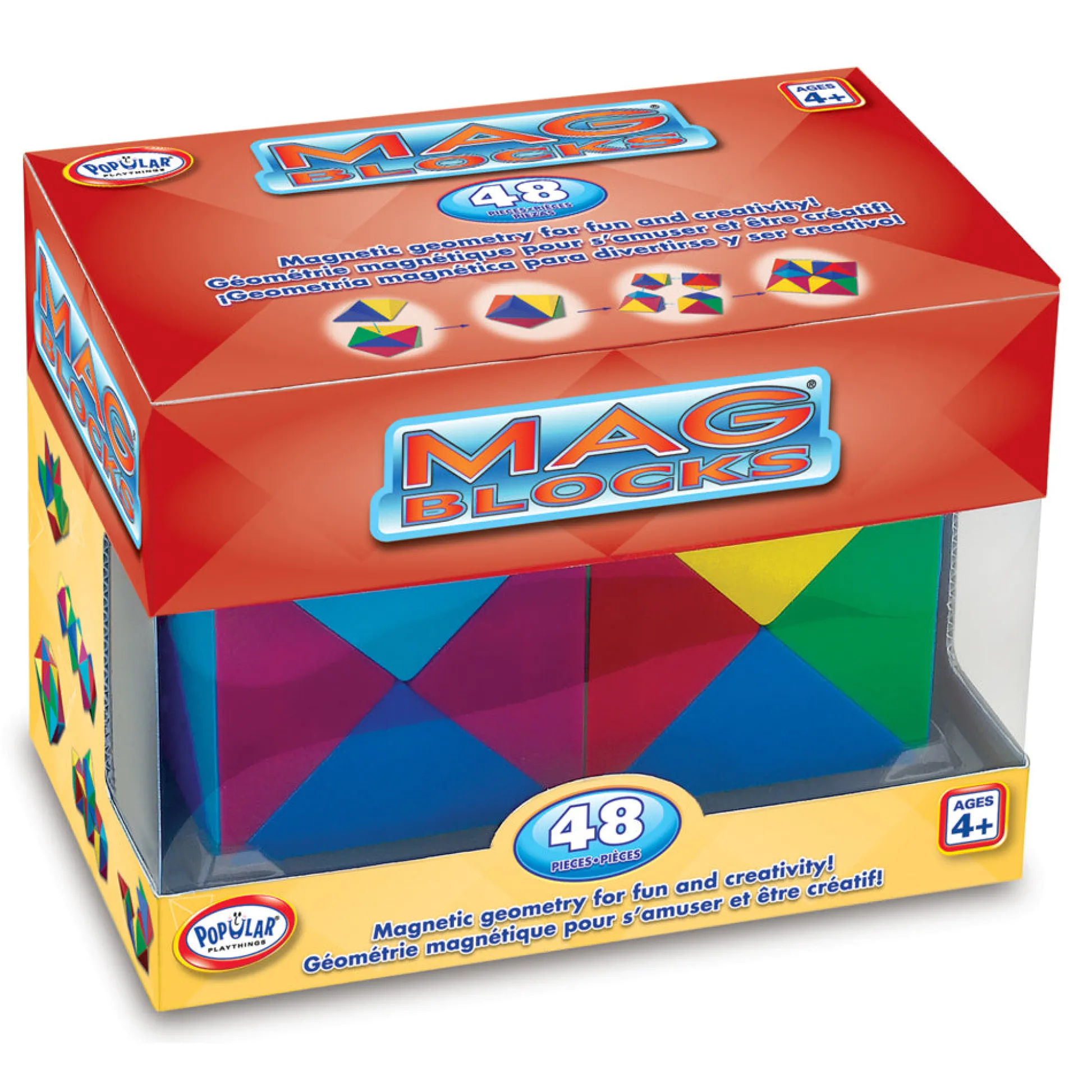 AreYouGame Popular Playthings Mag Blocks 48-Piece Magnetic Pyramid Set* Magnetic Tiles & Building Sets