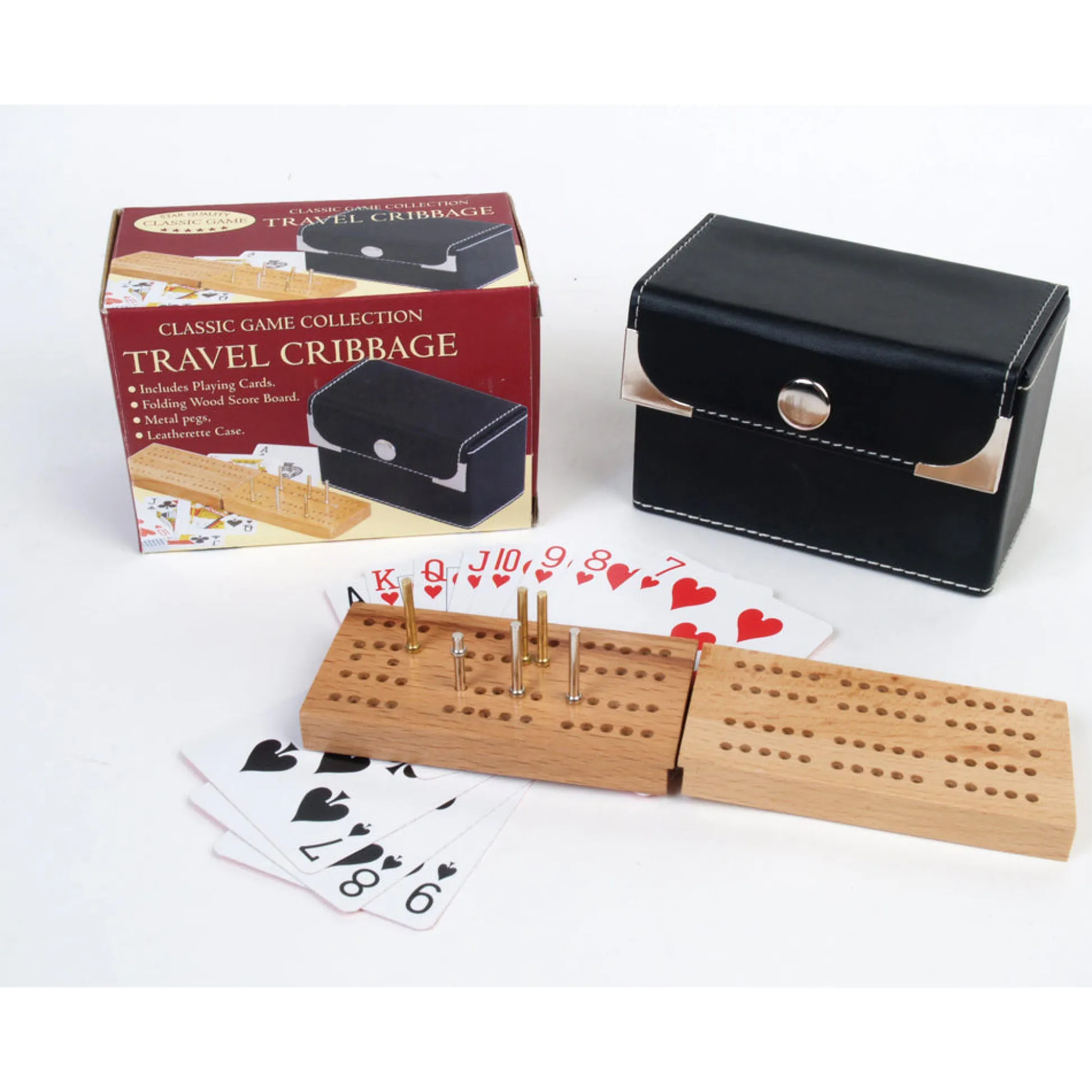 AreYouGame Portable Leatherette Cribbage Board Game Set with Cards* Board Games|Role-Playing Games
