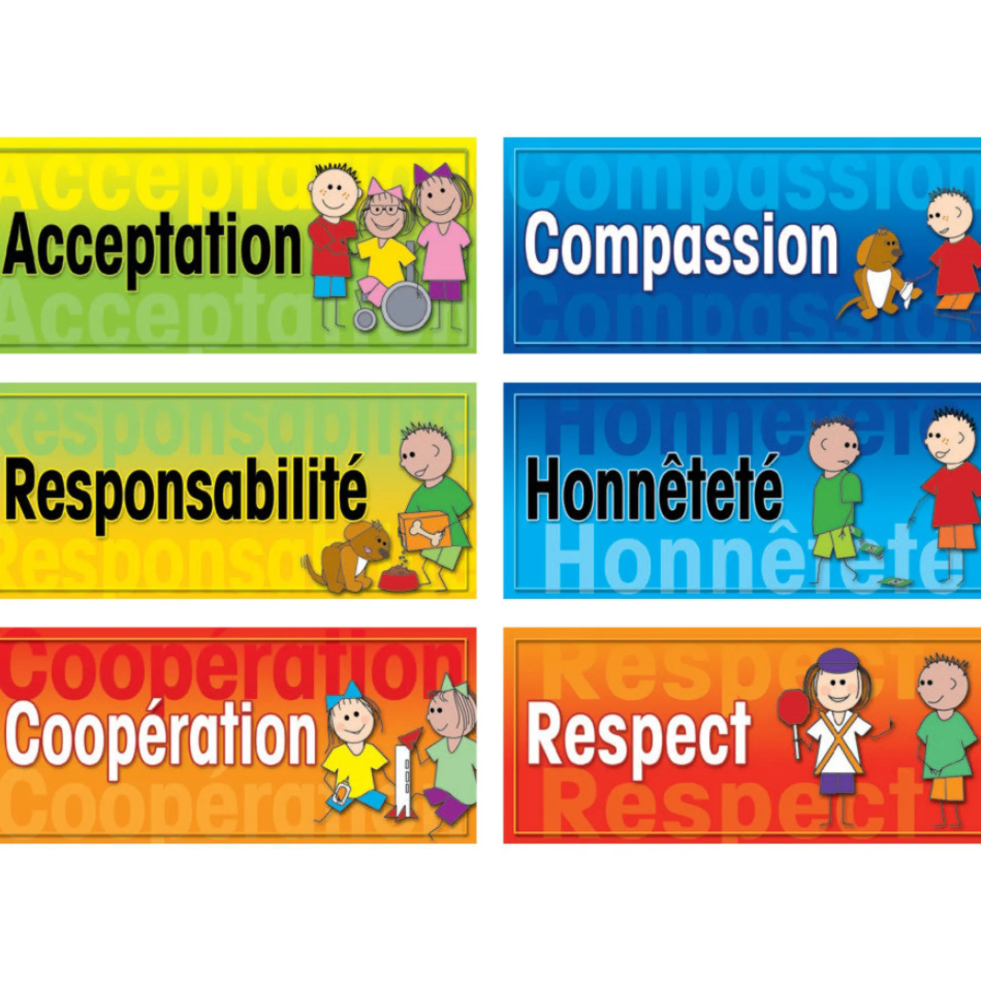 Flat River Group Poster Pals French Character 6-Piece Educational Poster Set* Social & Emotional Skills
