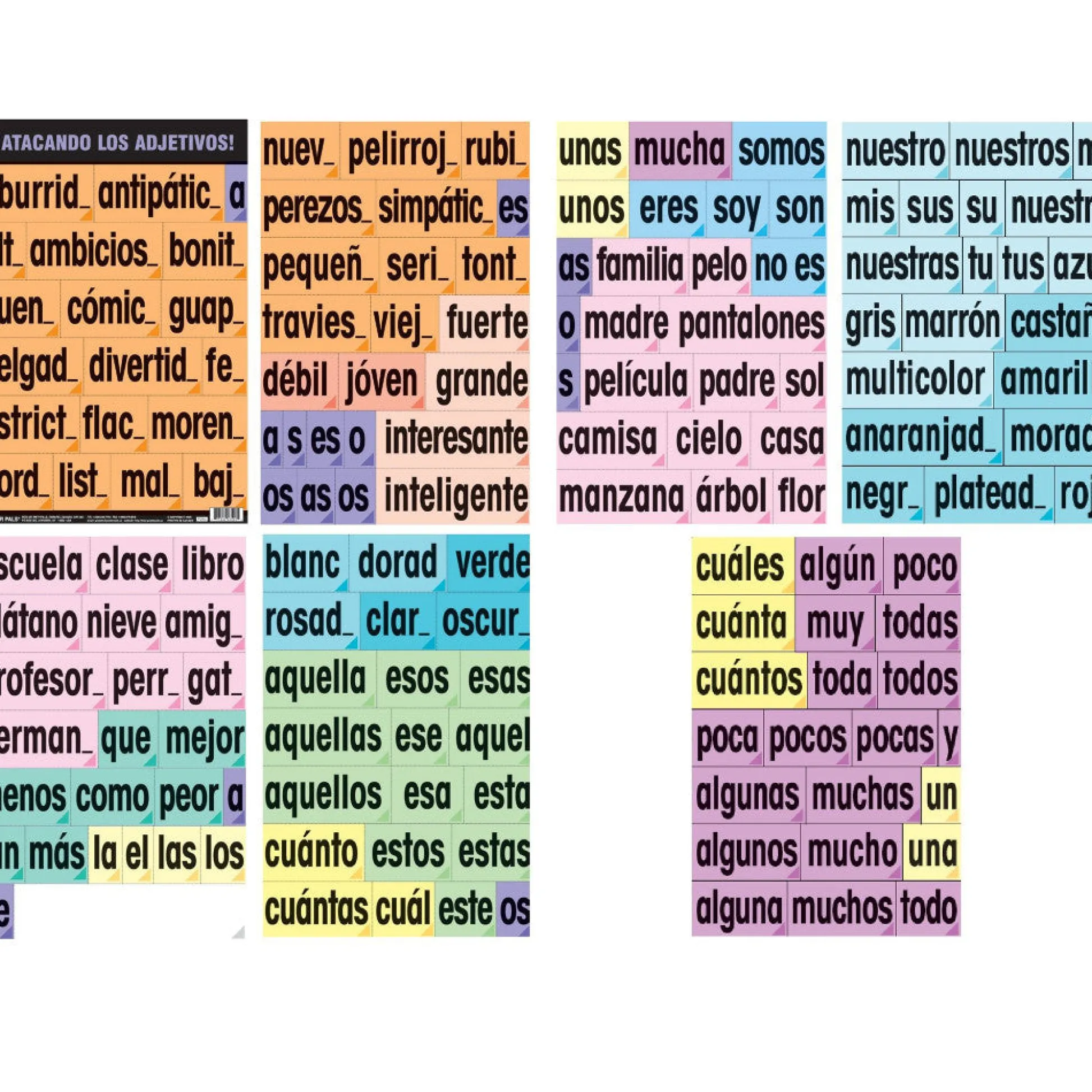 Flat River Group Poster Pals Spanish Adjective Vocabulary Teaching Set - 159 Laminated Cards with Resource Book*Kids Kids Books