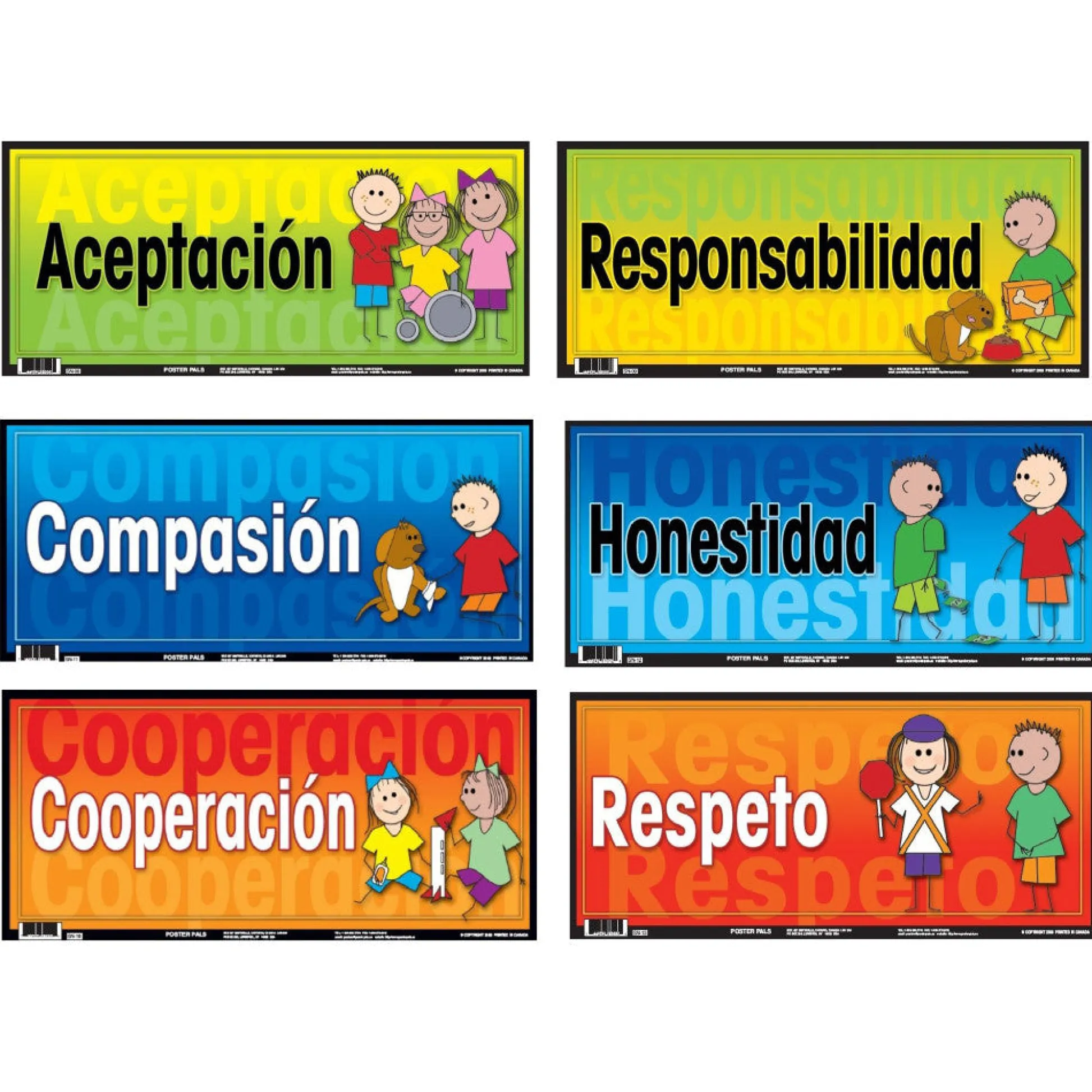 Flat River Group Poster Pals Spanish Character 6-Piece Educational Poster Set* Social & Emotional Skills