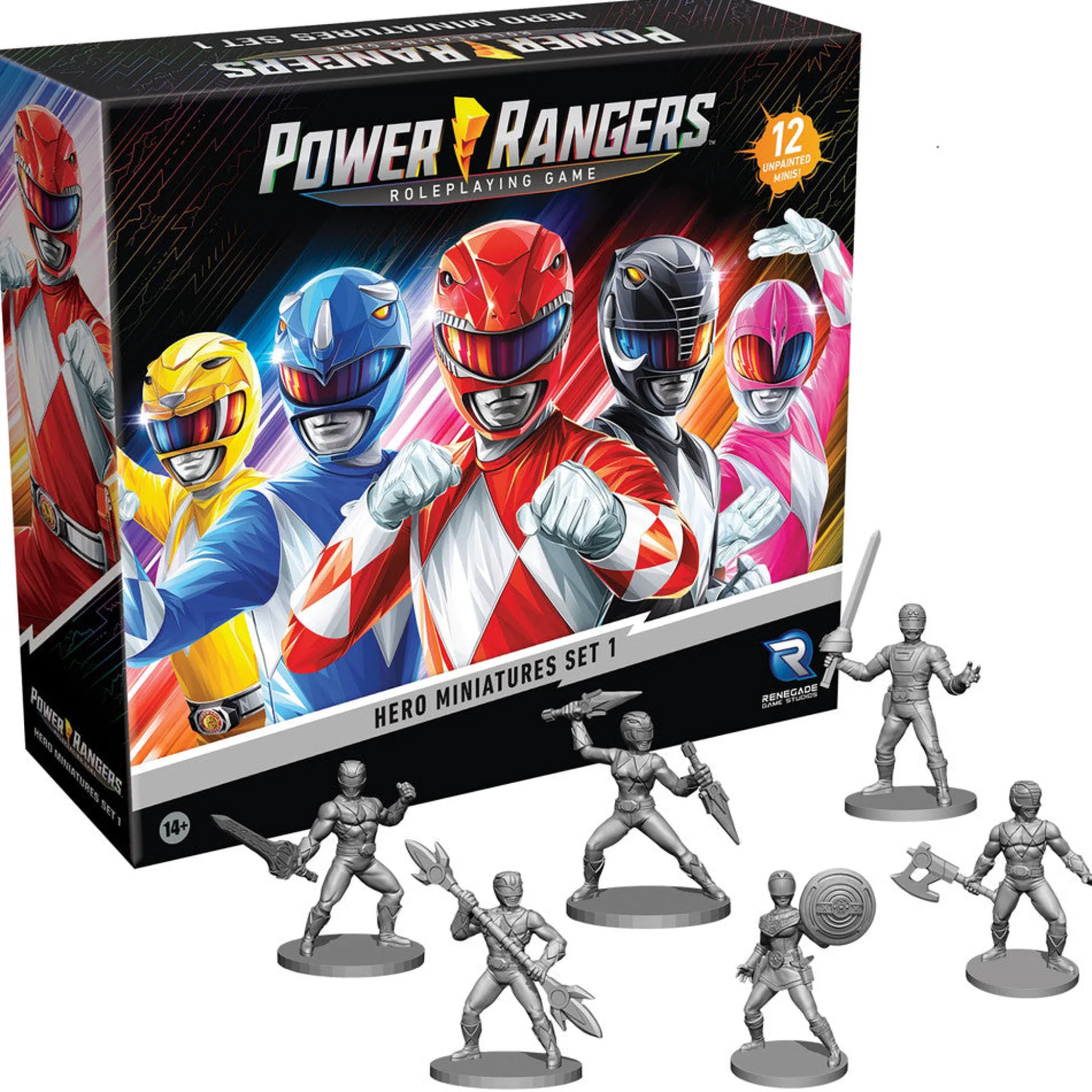 Flat River Group Power Rangers RPG: Hero Miniatures Set 1 - 12 Unpainted Figures* Miniature Figures & Games