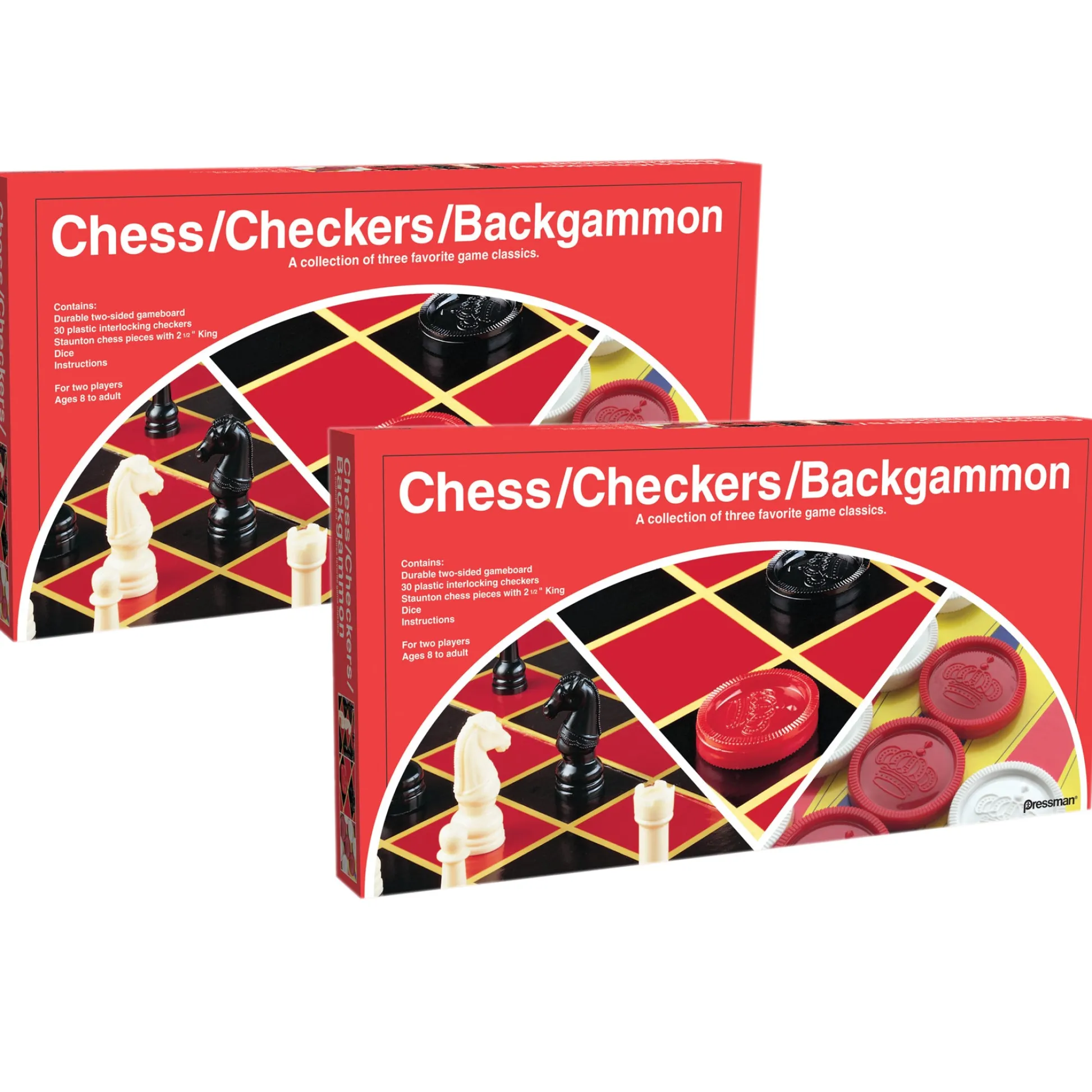 Educators Resource Pressman Triple-Play Classic Board Games Set, Chess/Checkers/Backgam Net, Pack of 2* Role-Playing Games|Board Games