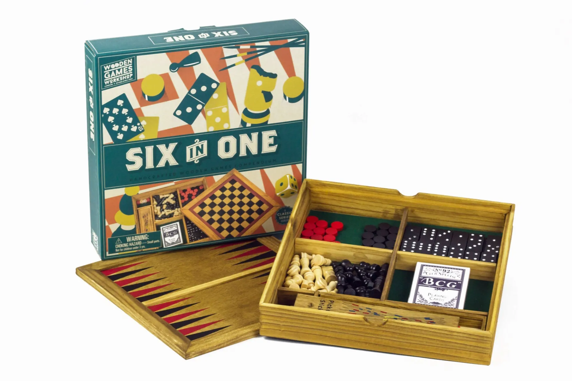 Professor Puzzle 6-in-1 Wooden Games Compendium* Puzzles|Classic Games