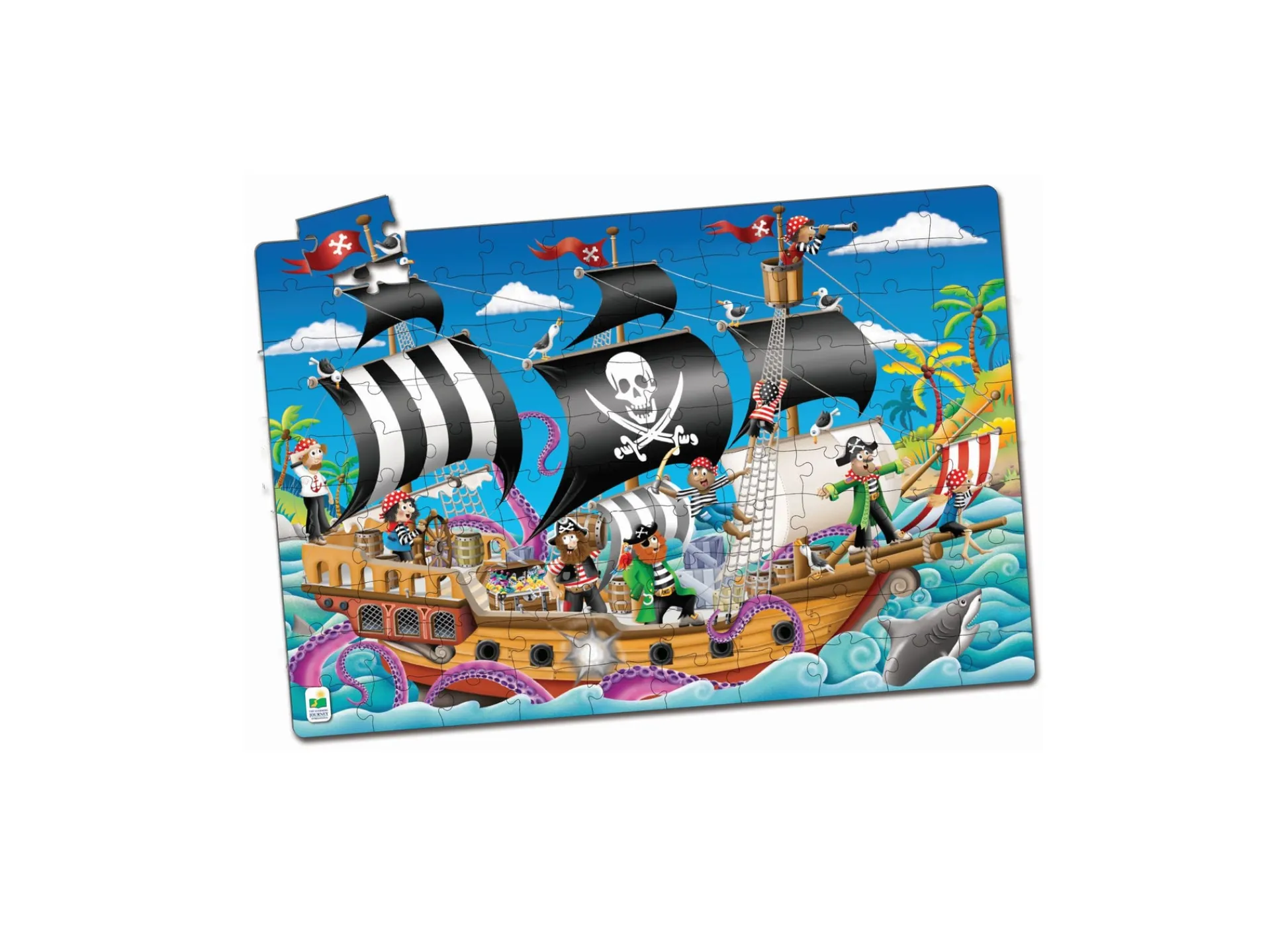 AreYouGame Puzzle Doubles! Glow in the Dark Pirate Ship - 100 pc* Puzzles