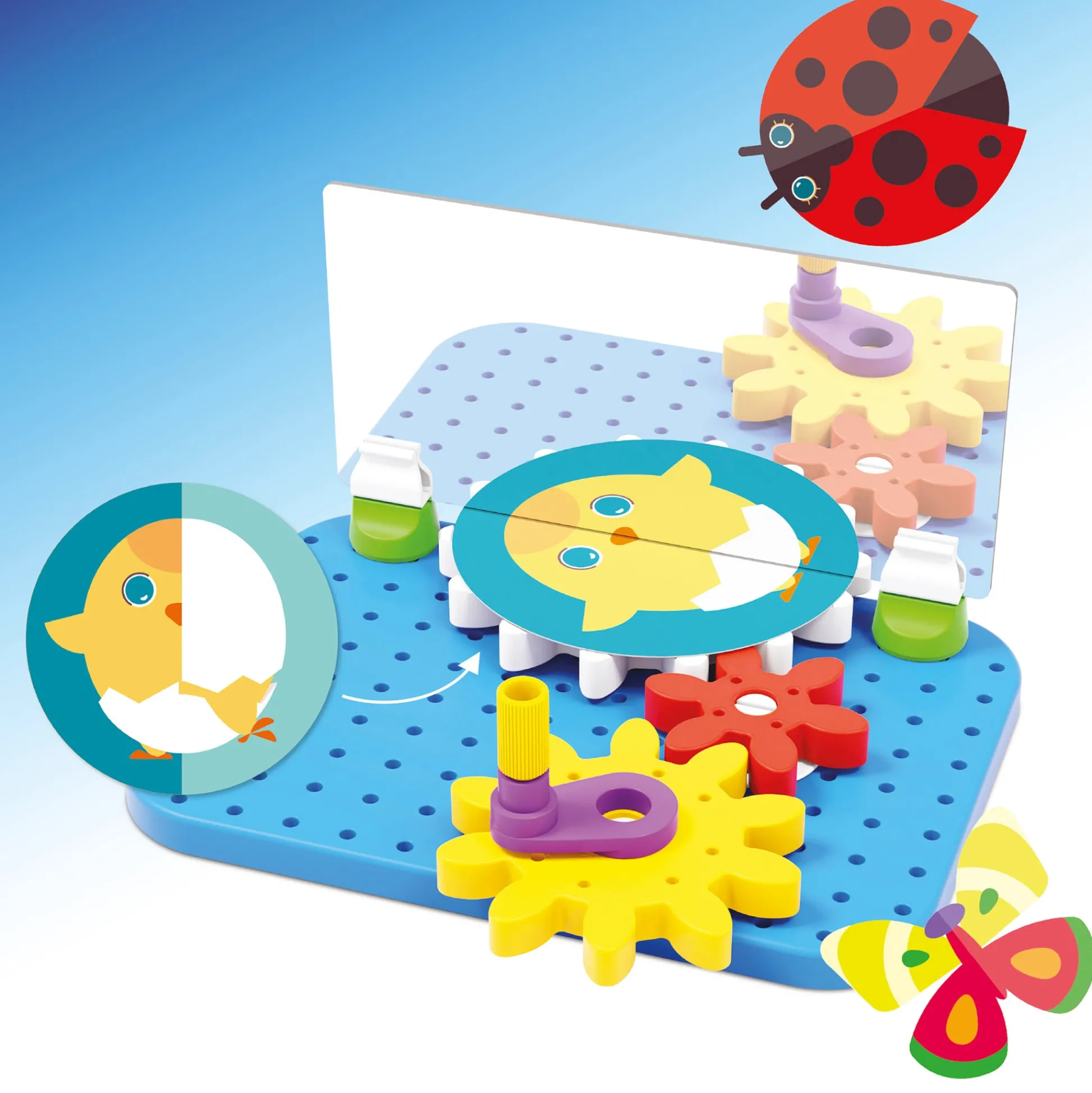 Flat River Group Quercetti Mirrorello - Interactive Gear Assembly Toy - STEM Learning for Kids 4+* Engineering Toys