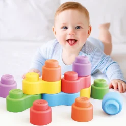 Flat River Group Quercetti Momy Soft - 12 Piece Colorful Blocks Set for Babies* Blocks, Sorting & Stacking Toys