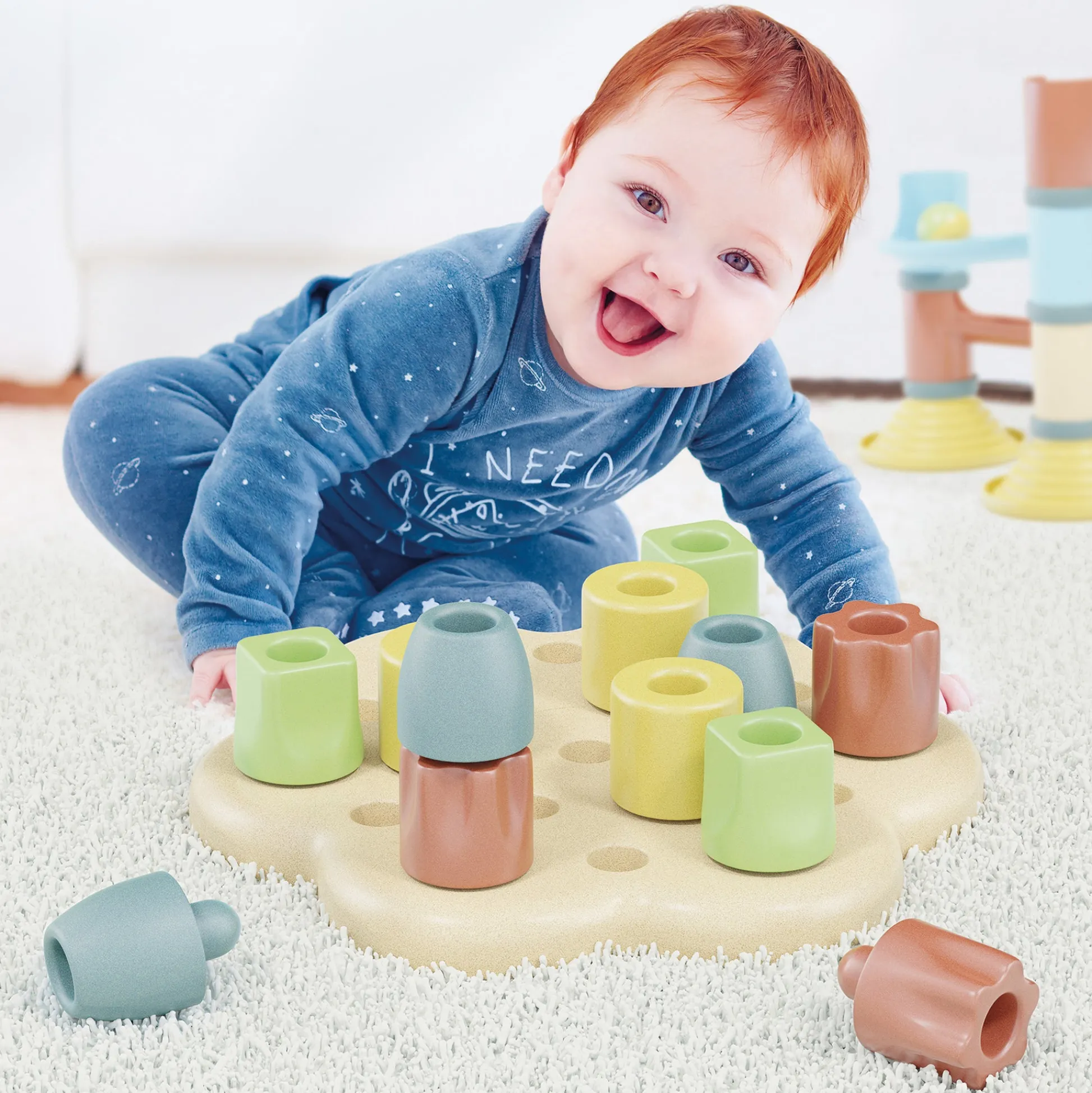 Flat River Group Quercetti PlayBio Chunky Peggy - Eco-Friendly Sorting and Stacking Toy* Blocks, Sorting & Stacking Toys
