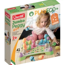 Flat River Group Quercetti PlayEco+ Jumbo Peggy Evo - Colorful Peg Stacking Toy for Toddlers* Blocks, Sorting & Stacking Toys