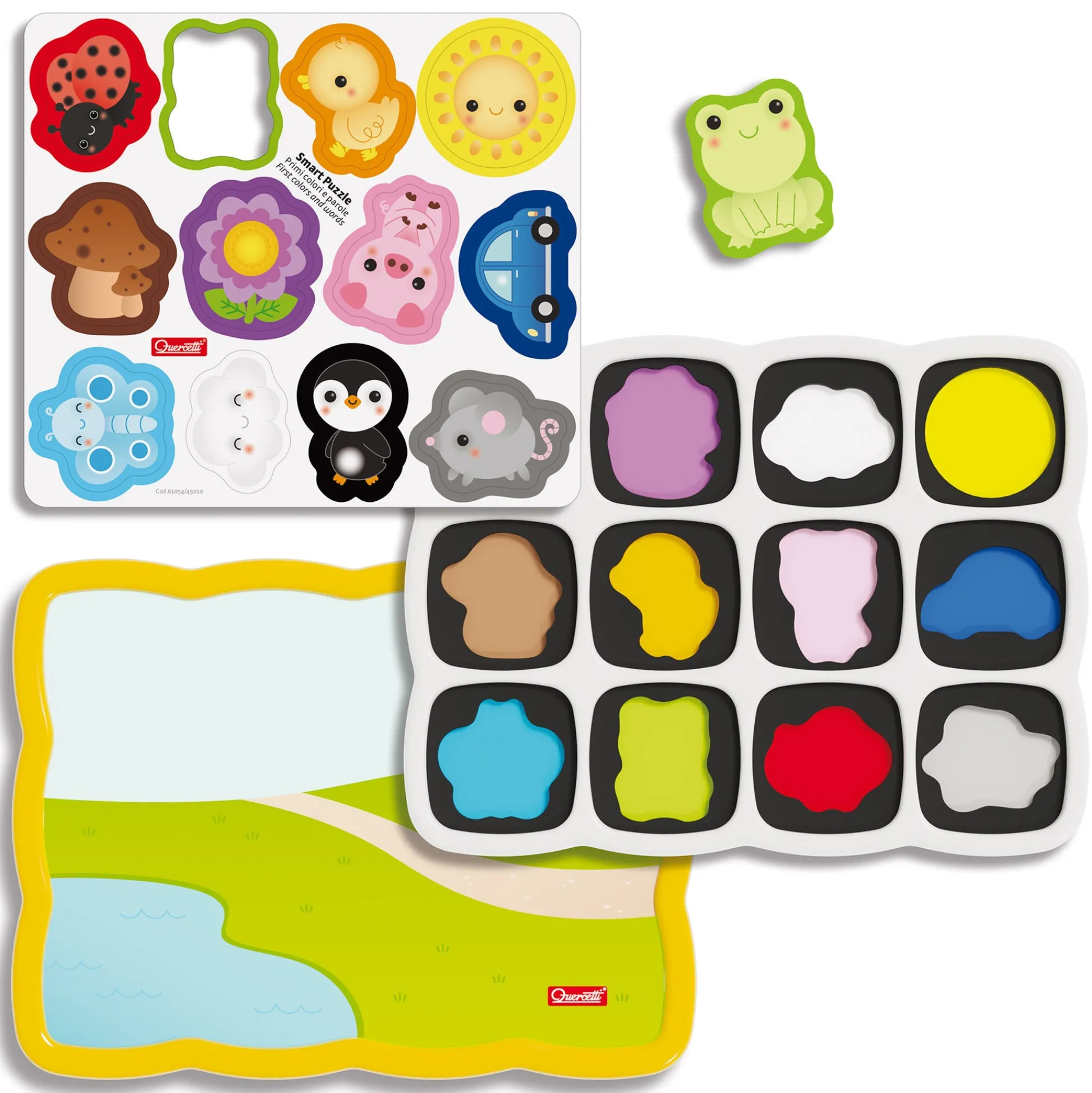 Flat River Group Quercetti Smart Puzzle First Colors 13pc Double-Sided Magnetic Animal & Car* Preschool Education Toys & Activities|Puzzles