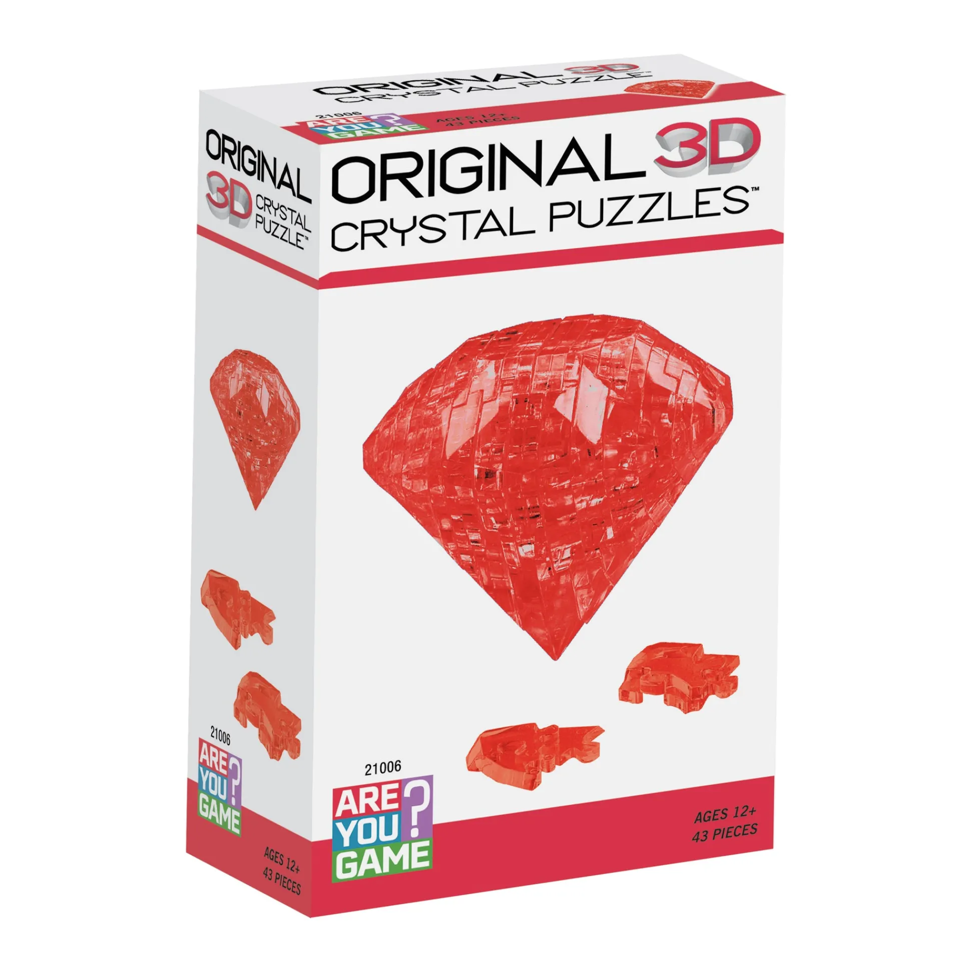 AreYouGame Radiant Ruby 3D Crystal Puzzle - Challenge Your Mind, 43 Pieces* Puzzles