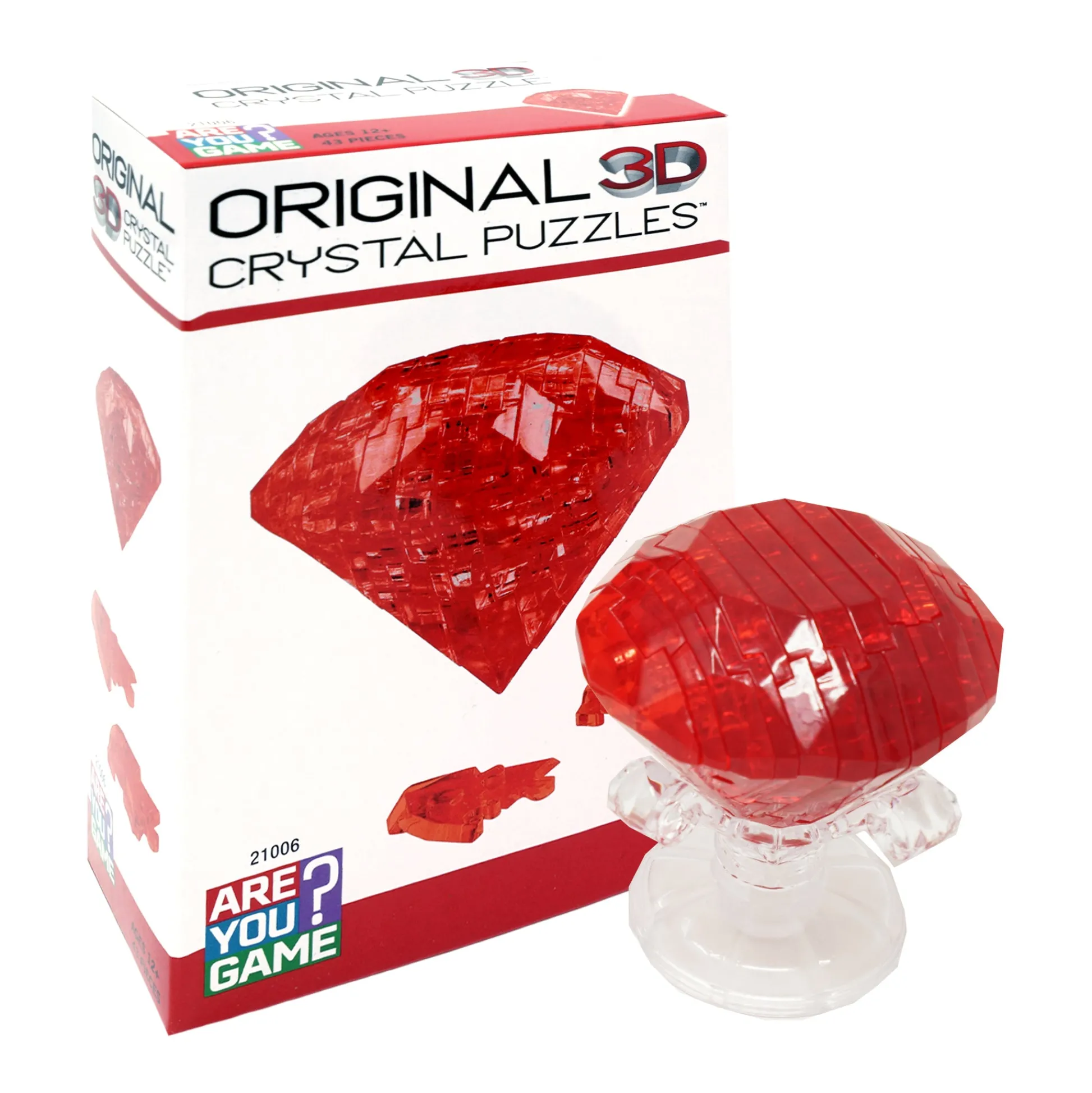 AreYouGame Radiant Ruby 3D Crystal Puzzle - Challenge Your Mind, 43 Pieces* Puzzles