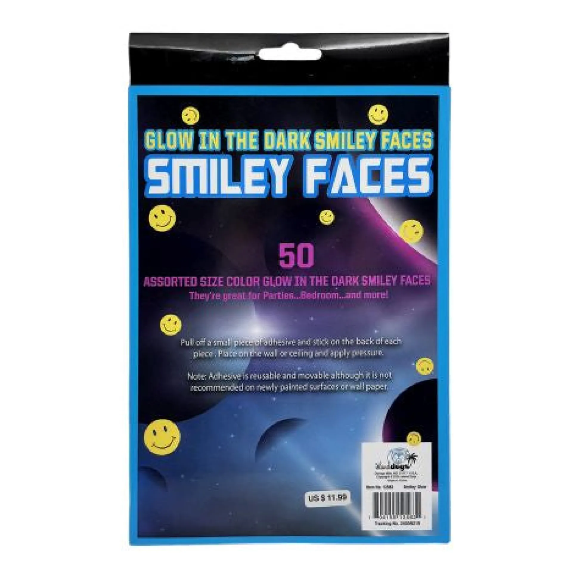 Calendar Holdings, LLC Radiant Smiley Faces Glow in the Dark Stickers, 50-Piece Party Pack* Crafts & Activities