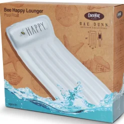 Flat River Group Rae Dunn Bee Happy 68x28 Inch Inflatable Pool Lounger, Durable Anti-Leak Design* Swimming Pools & Water Toys