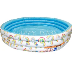 Flat River Group Rae Dunn Happy Days Aqua Rainbow 46" Mini Pool with CocoNut Float - Inflatable Kiddie Pool for Outdoor Fun* Swimming Pools & Water Toys