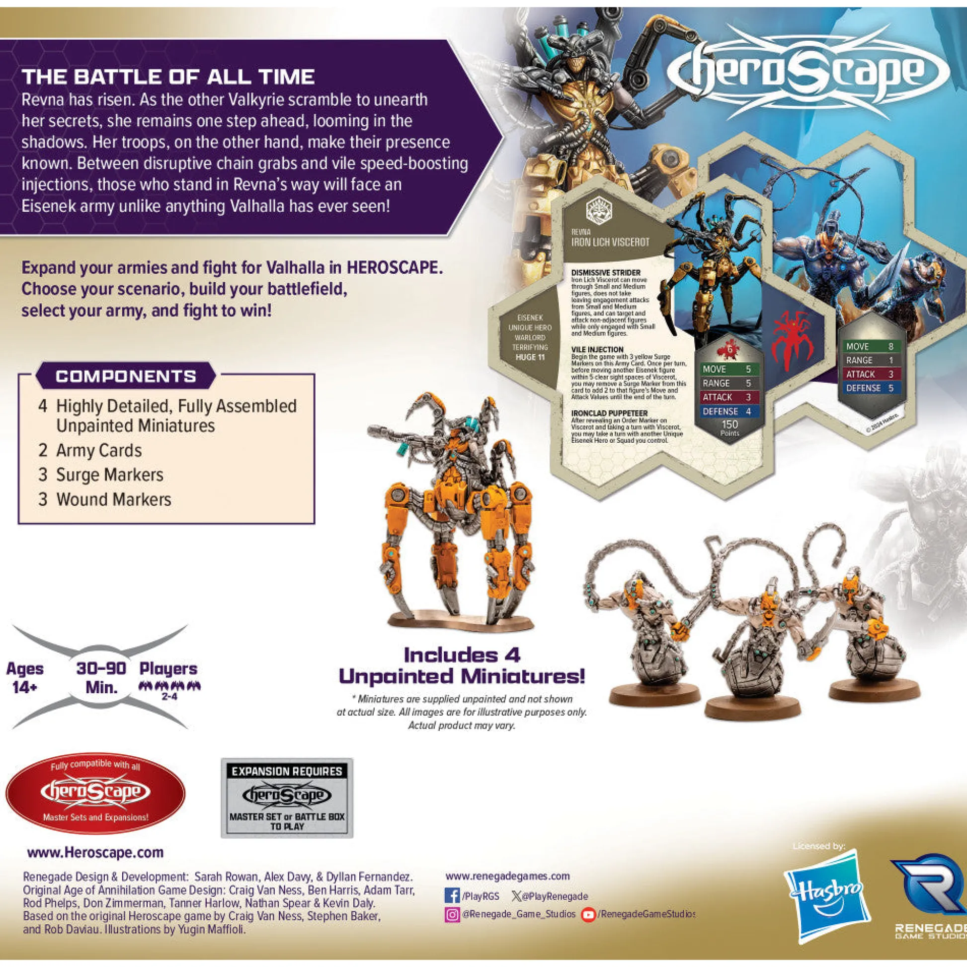 Flat River Group Renegade Heroscape: Revna’s Rebuke Iron Lich & Necrotech Wraithriders Expansion* Miniature Figures & Games