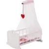 Flat River Group Roba Fienchen Heart-Themed Doll Cradle Set in Pink & White* Doll Houses, Furniture & Accessories|Stuffed Animals & Plush Toys