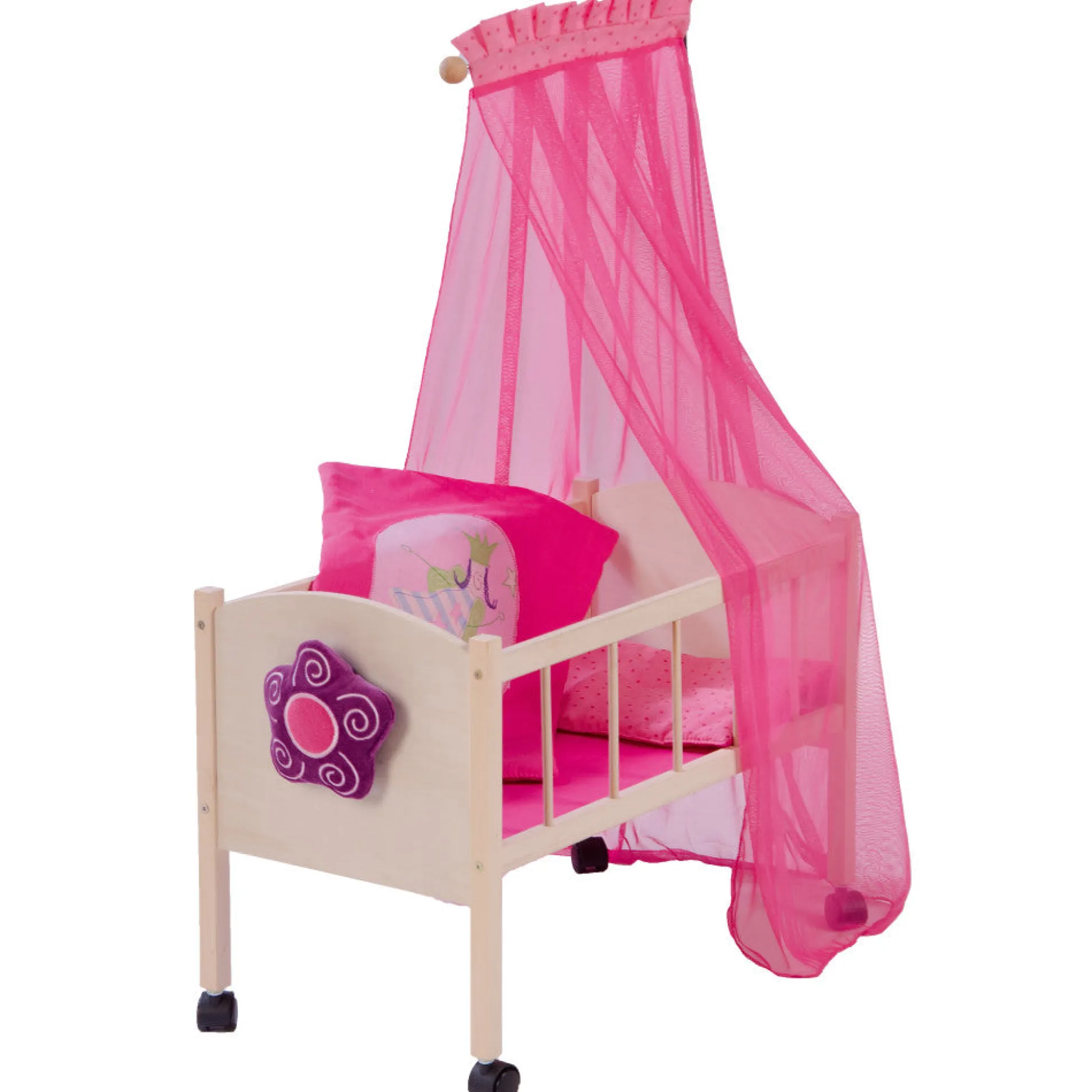 Flat River Group Roba Happy Fee Doll Canopy Bed - Pink* Social & Emotional Skills|Doll Houses, Furniture & Accessories