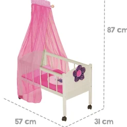 Flat River Group Roba Happy Fee Doll Canopy Bed - Pink* Social & Emotional Skills|Doll Houses, Furniture & Accessories