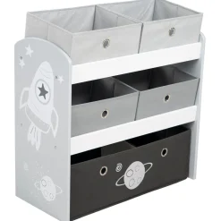 Flat River Group Roba Space Explorer Multi-Bin Toy Organizer - Grey* Preschool Building Sets & Blocks|Preschool Education Toys & Activities