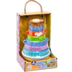 Flat River Group Roo Crew Eco Wood Stacking Rings - Colorful Toddler Sensory Toy, 8 Pieces* Blocks, Sorting & Stacking Toys