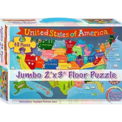 Educators Resource Round World Products USA Map Floor Puzzle for Kids - 48 pc* Puzzles
