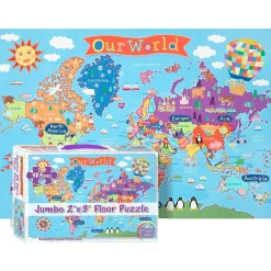 Educators Resource Round World Products Vibrant World Map Floor Puzzle - 48 pc* Puzzles